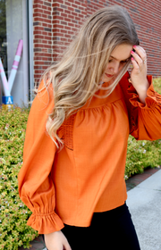 Pumpkin Spice Ruffle Top