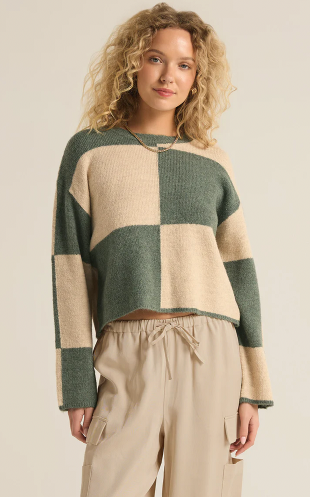 Rosi Blocked Sweater | Palm Green