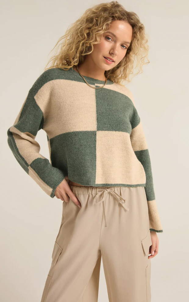 Rosi Blocked Sweater | Palm Green