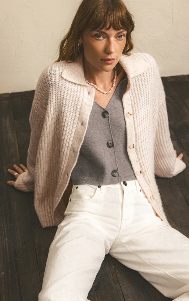 Lennie Button Up Sweater | Oatmeal Heather