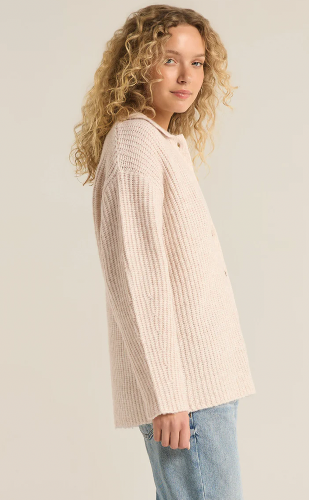 Lennie Button Up Sweater | Oatmeal Heather