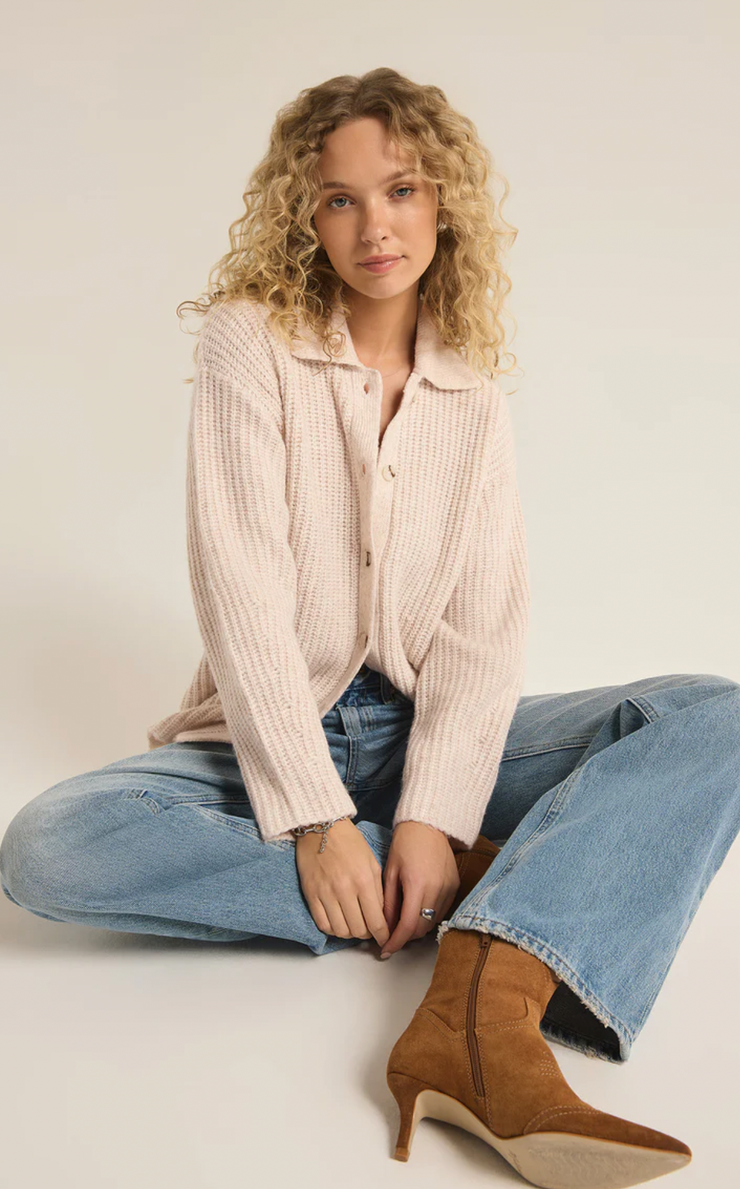 Lennie Button Up Sweater | Oatmeal Heather