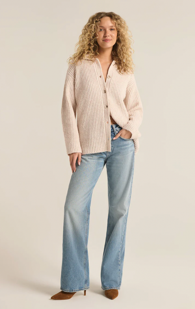 Lennie Button Up Sweater | Oatmeal Heather