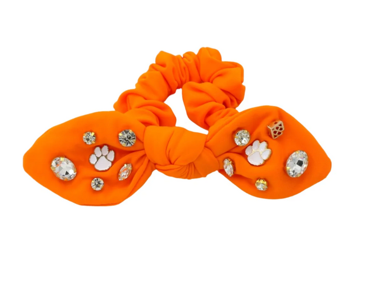 Clemson Orange Logo Bow Scrunchie