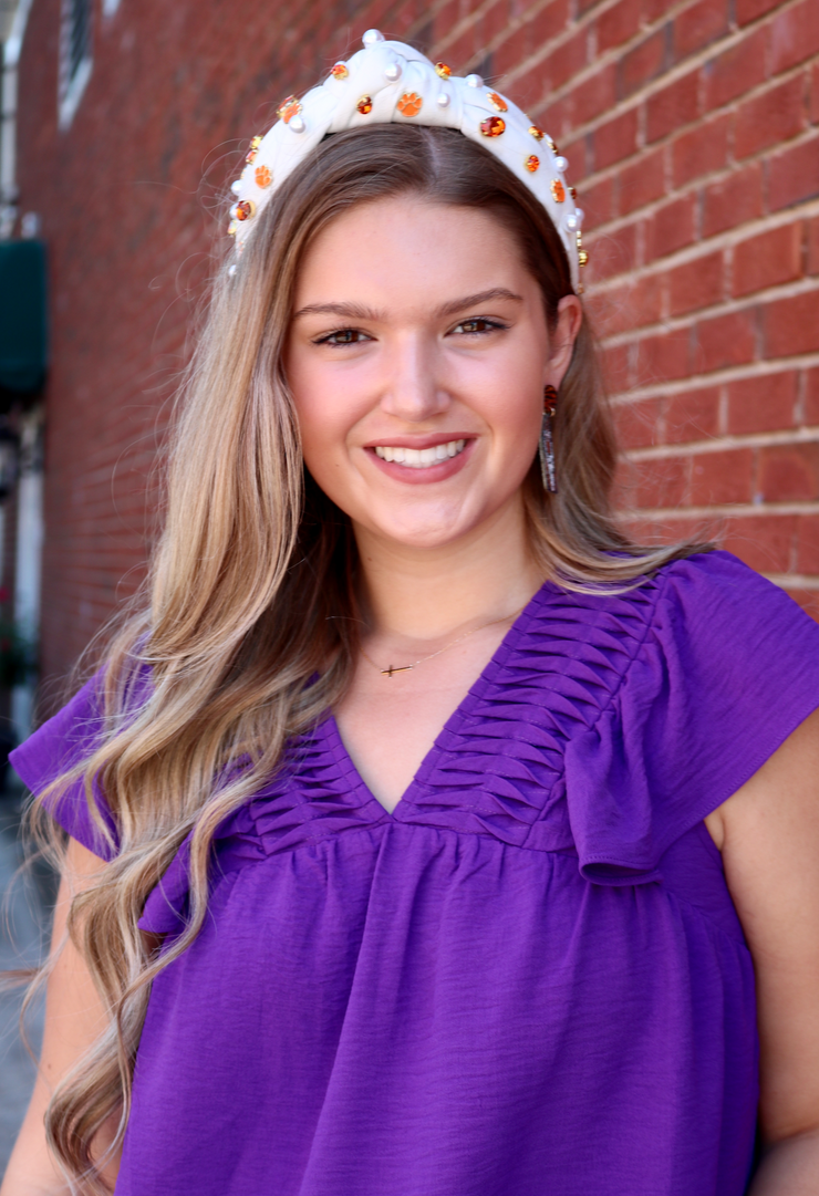 Emily Pleated Ruffle Top | Purple