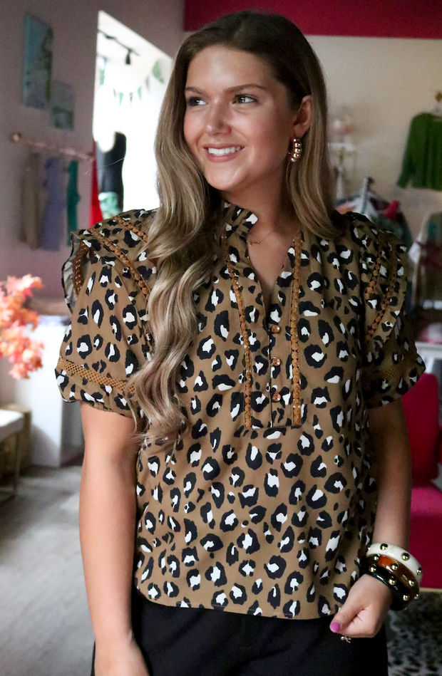 Autumn Cheetah Ruffles Top