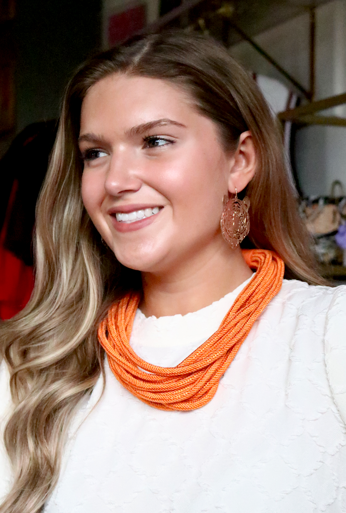 Gameday Slub 8 Strand Necklace | Orange