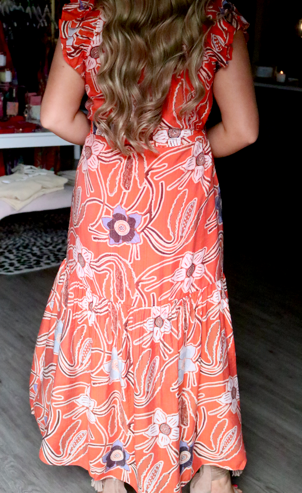 Red Poppies Maxi Dress