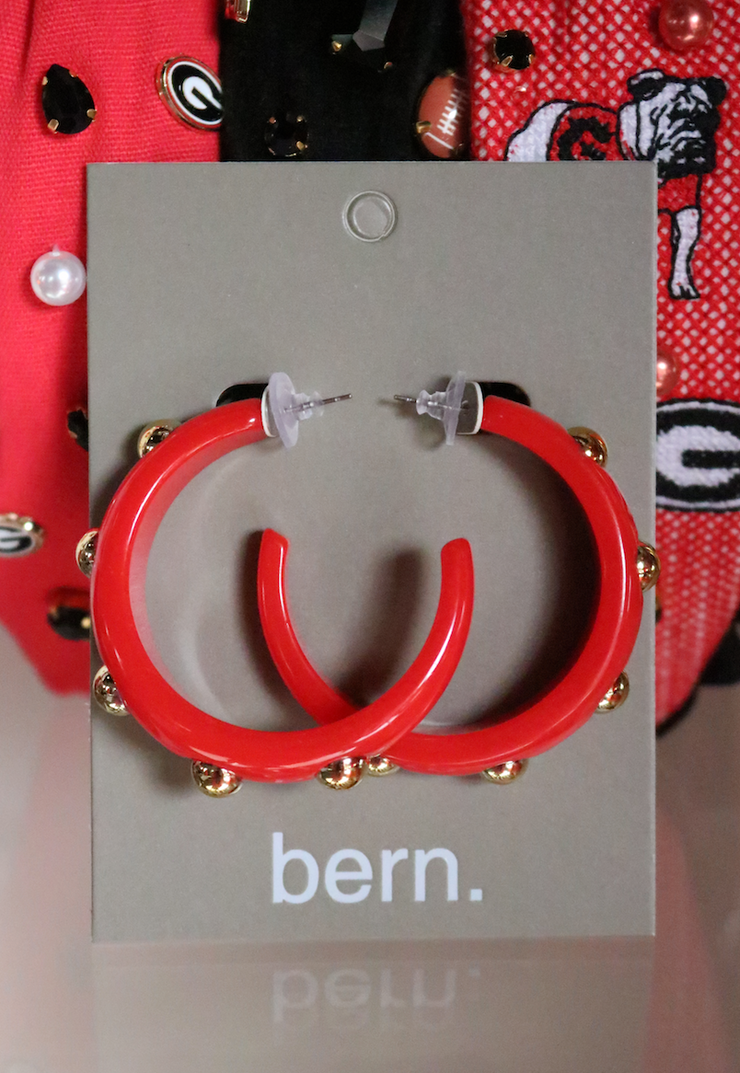 Rouge Studded Hoop | Red