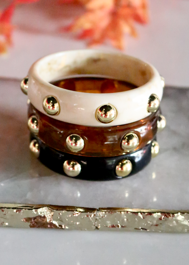 Gold Stud Acrylic Fall Stack | Set of 3