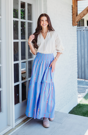 Floral Vine Maxi Skirt | Blue