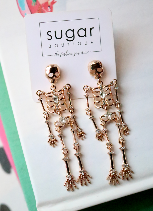 Risky Rhinestone Skeleton Earring