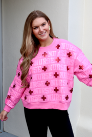 Pink 'Nurse" All Over Sweatshirt