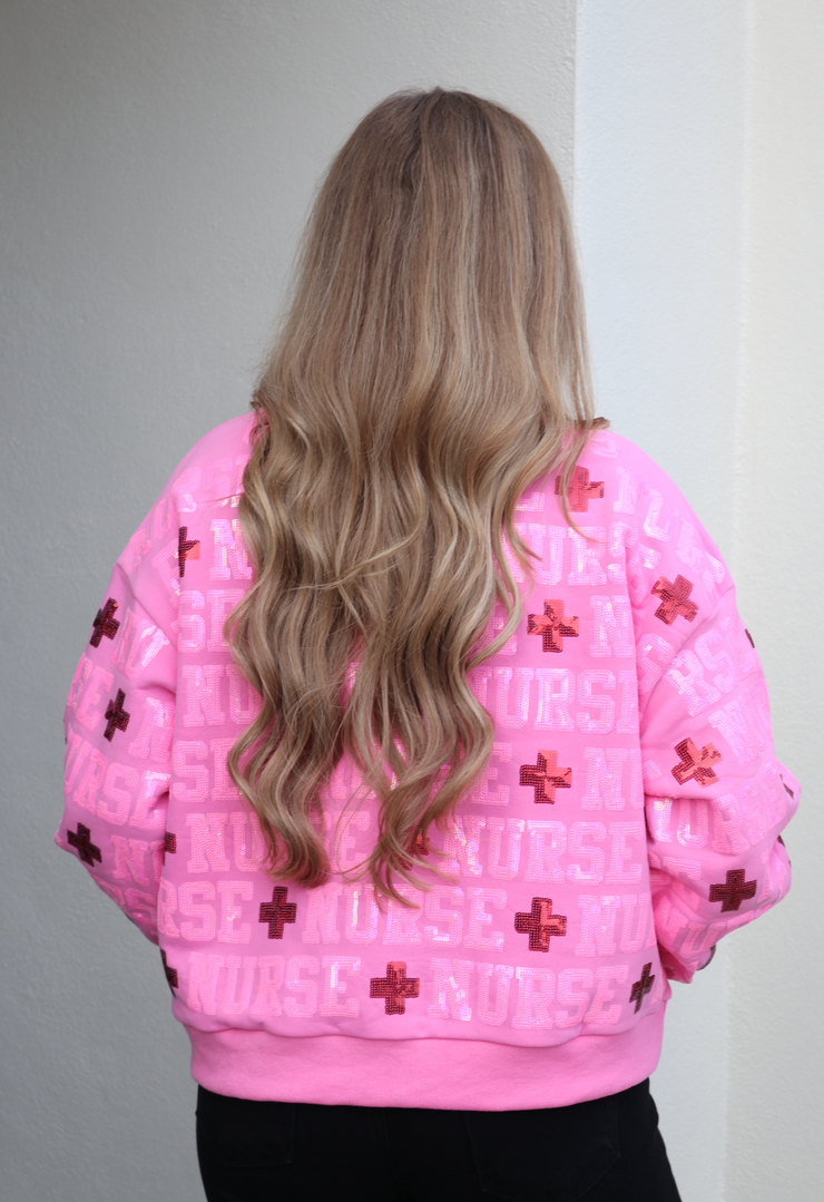 Pink 'Nurse" All Over Sweatshirt