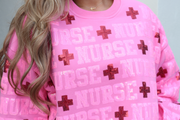 Pink 'Nurse" All Over Sweatshirt