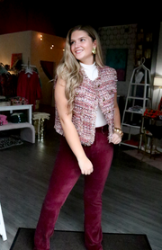 Gilet Tweed Vest | Wine Red