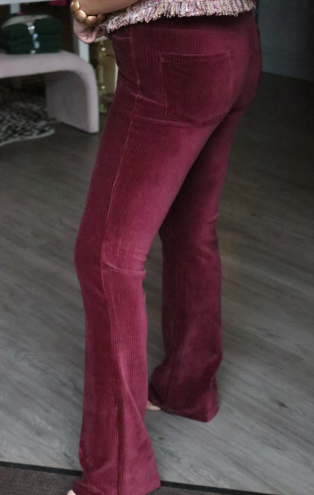 Wine Red Cord Flare Trouser