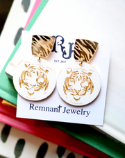 Etched Tiger Earring