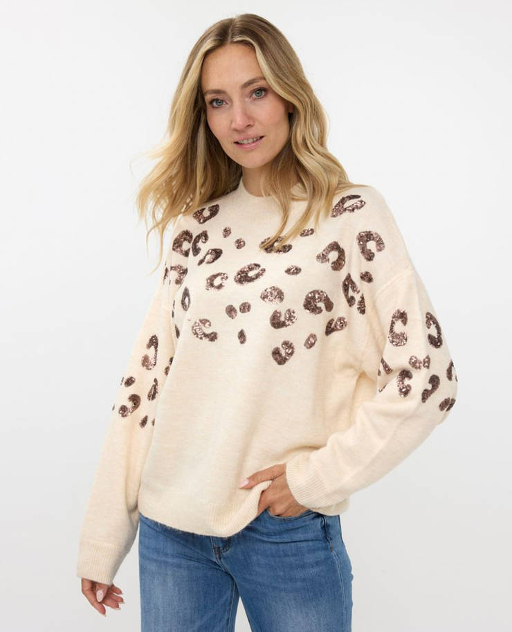 Lovely Leopard Sequin Sweater | Ivory