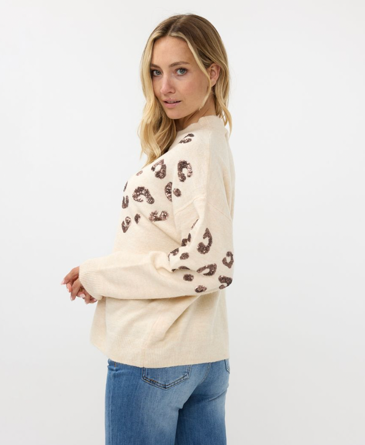 Lovely Leopard Sequin Sweater | Ivory