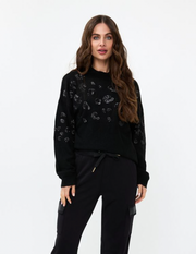 Lovely Leopard Sequin Sweater | Black