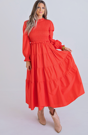 Lora Smocked Maxi Dress | Red Spice