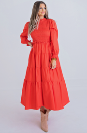 Lora Smocked Maxi Dress | Red Spice