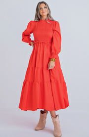 Lora Smocked Maxi Dress | Red Spice