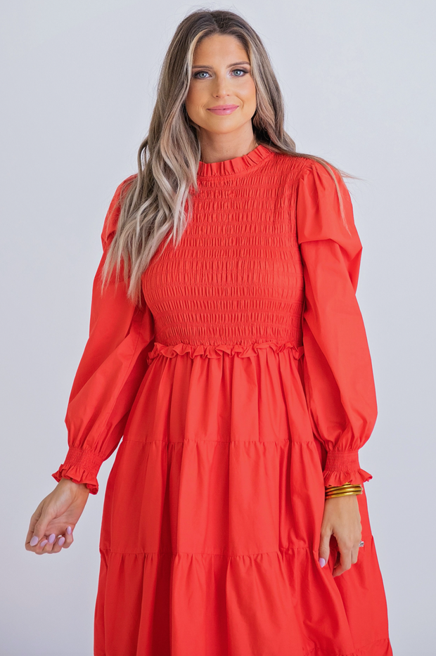 Lora Smocked Maxi Dress | Red Spice