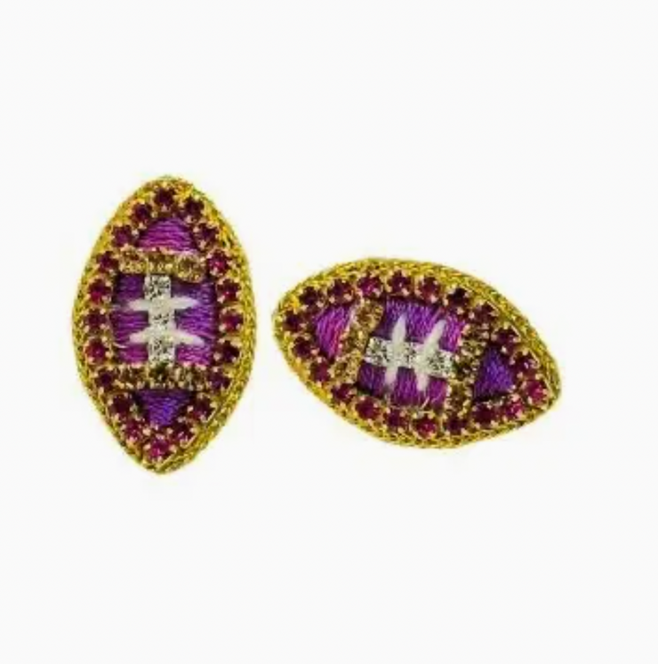 Football Thread Earring | Purple and Gold