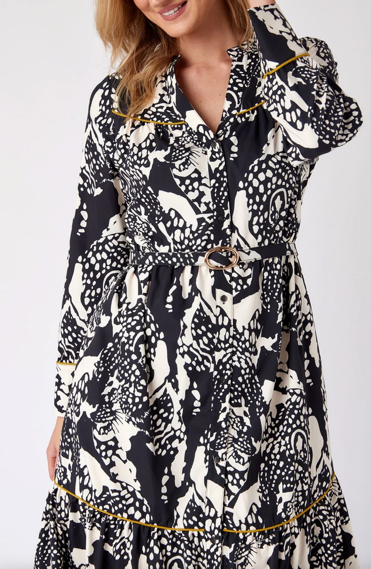 Delphie Dress | Black and White Leopard