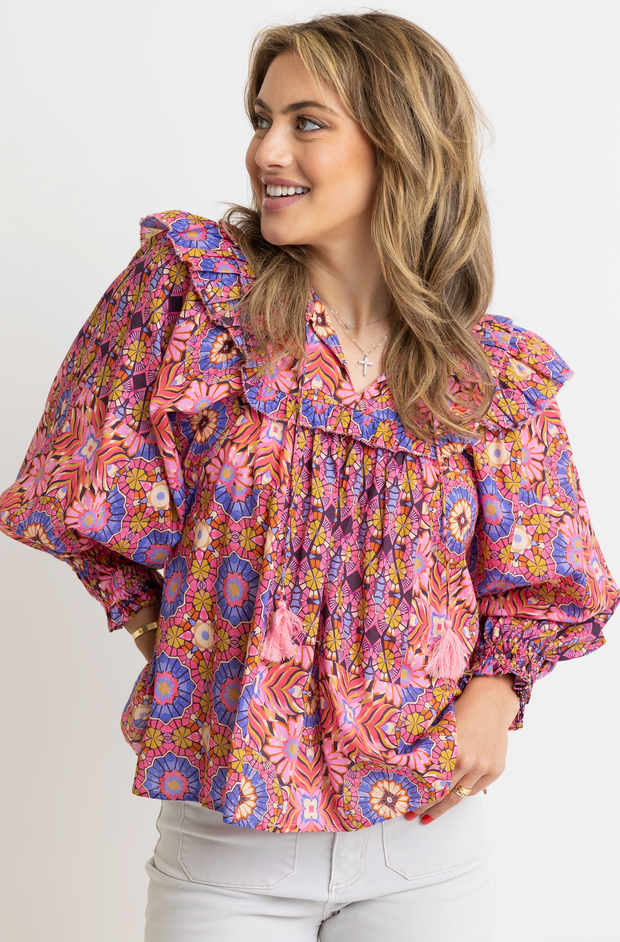 Kaleidoscope Ruffle Top