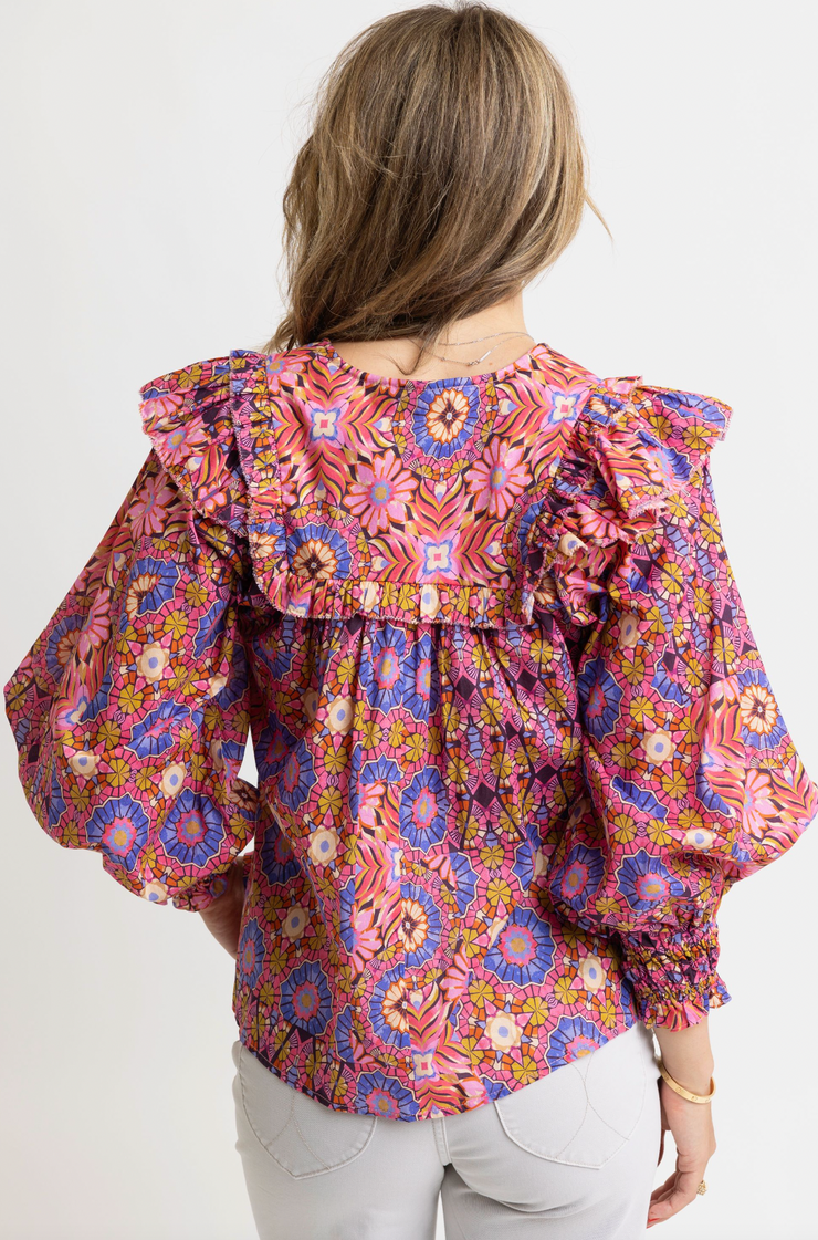 Kaleidoscope Ruffle Top