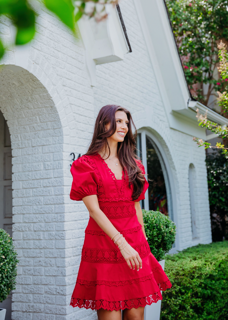 Veronica Lace Dress | Red