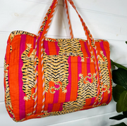 Quilted Duffle Overnight Bag | ORANGE / HOT PINK Tiger