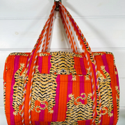 Quilted Duffle Overnight Bag | ORANGE / HOT PINK Tiger