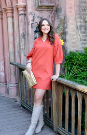 Vermont Corduroy Dress | Pumpkin Orange