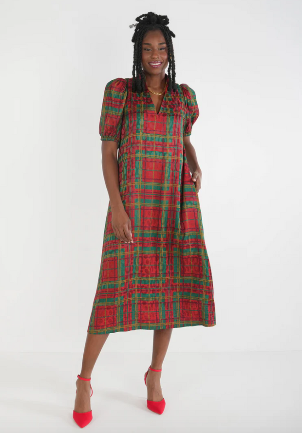 Hampton Midi Dress | Tartan Cheetah