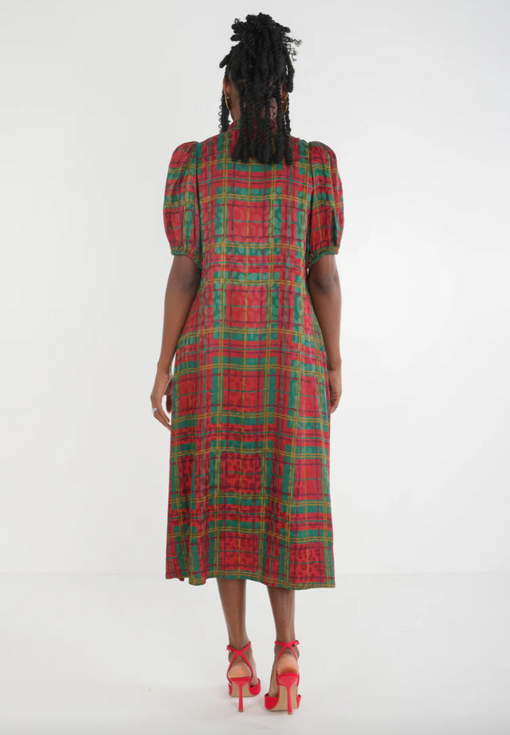 Hampton Midi Dress | Tartan Cheetah