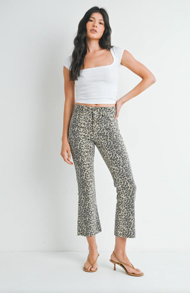 Vintage High Rise Crop Flare | Leopard