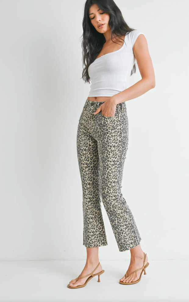 Vintage High Rise Crop Flare | Leopard