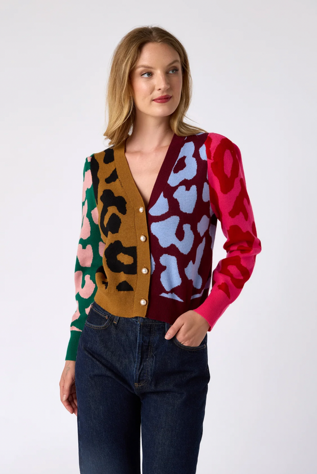 Jovie Cardigan | Leopard Colorblock