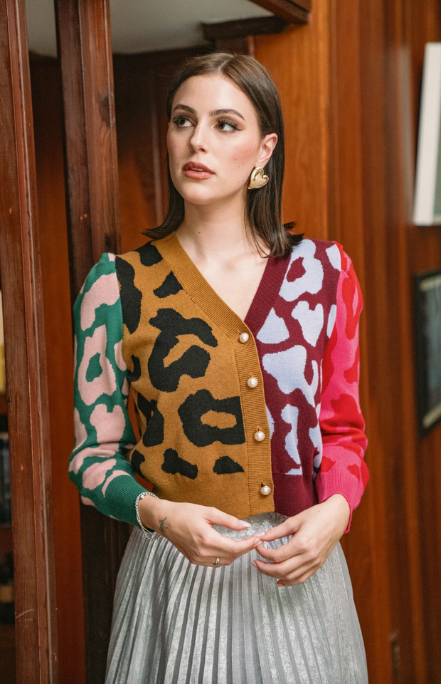 Jovie Cardigan | Leopard Colorblock