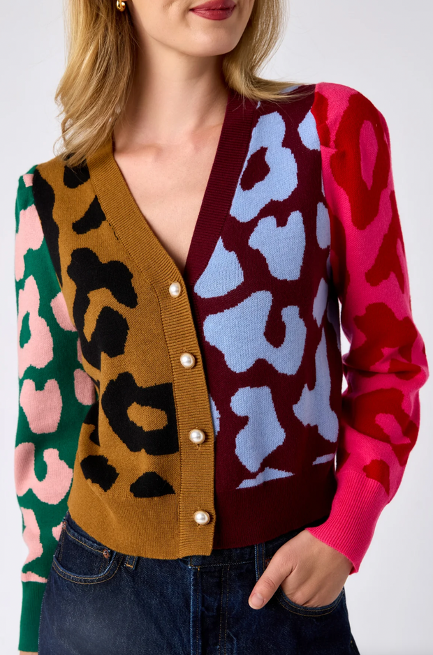 Jovie Cardigan | Leopard Colorblock