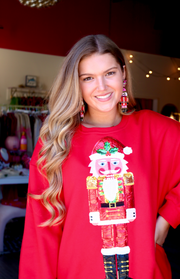 Red Metallic Santa Nutcracker Sweatshirt