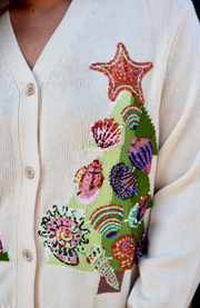 Ivory Shell Christmas Tree Cardigan