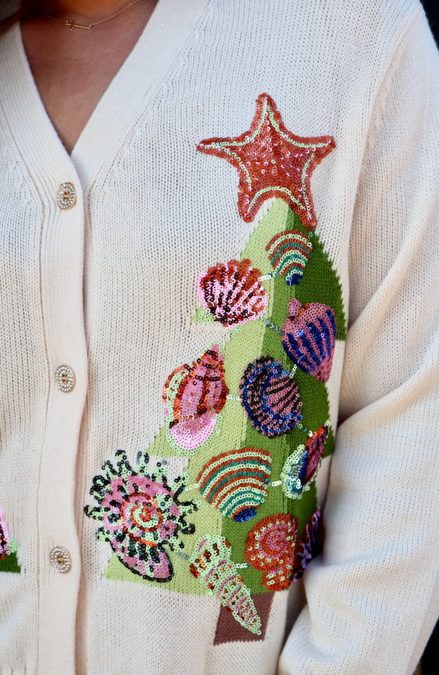 Ivory Shell Christmas Tree Cardigan