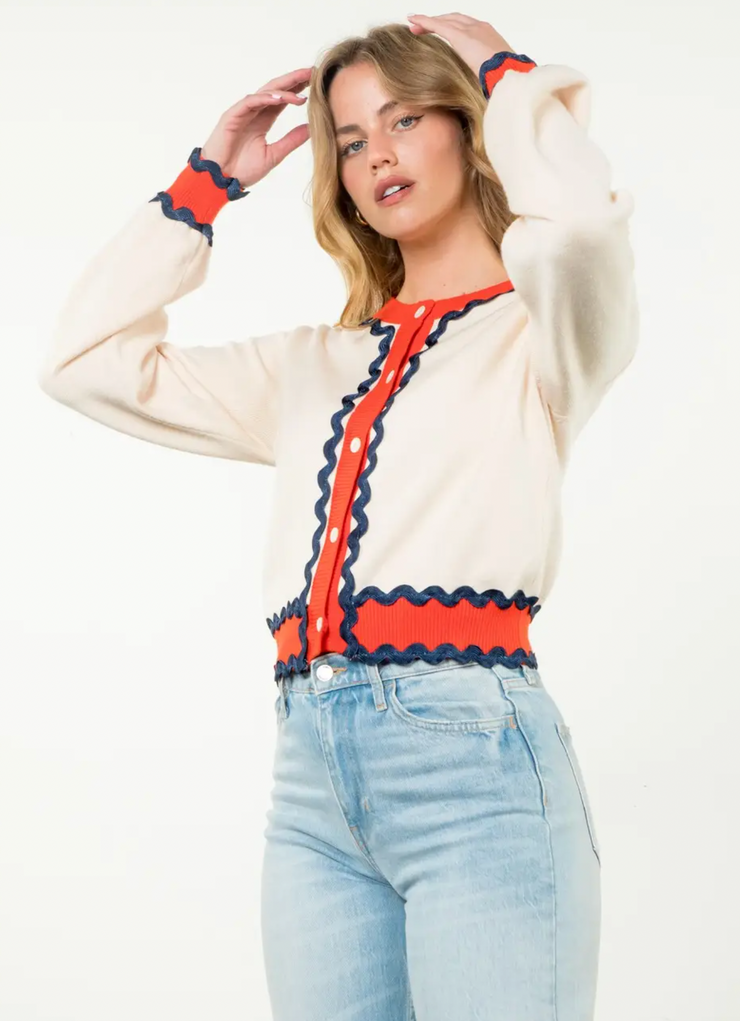 Ricki Sweater | Cream/Navy/Orange