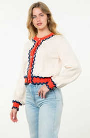 Ricki Sweater | Cream/Navy/Orange