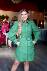 Bec Belted Corduroy Dress | Green